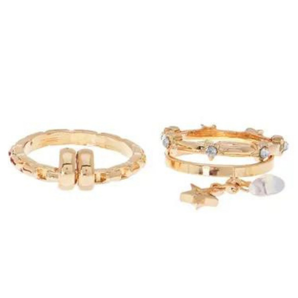 Gold Rings Stacker Rings Crystal Gold Rings 5 Ring Set Red Gold Boho Rings - Picture 3 of 6